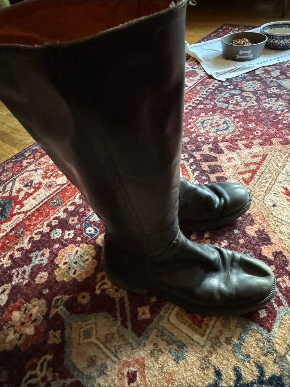 J. Crew Black Leather Vintage Campus Boots, made in Italy